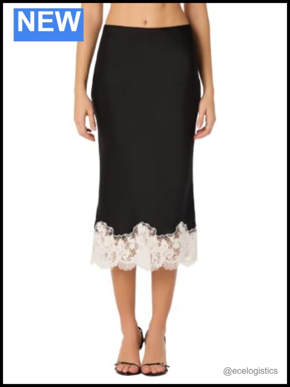 ASTR the Label Shantel Midi Slip Skirt 100% Polyester Lace Hem Pull On
